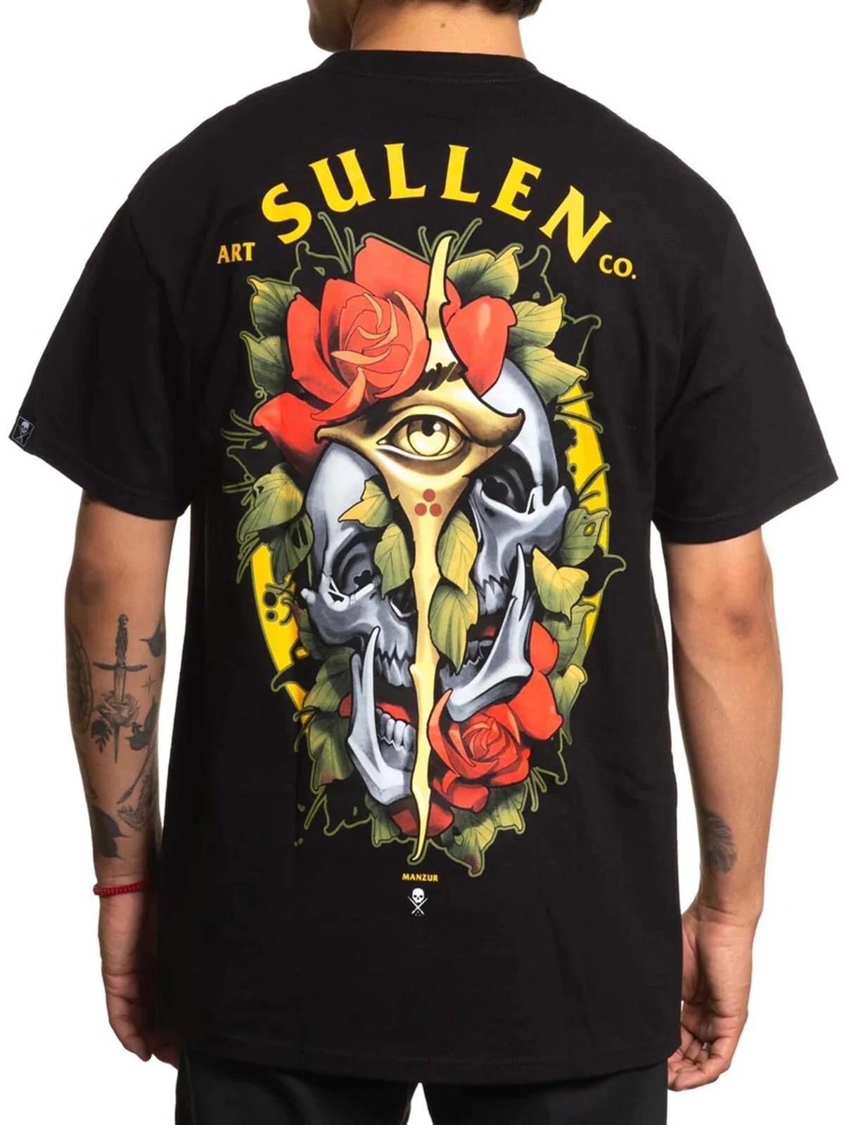 Sullen Men s Golden Eye Short Sleeve Standard T-shirt Tattoo Skull and Rose Tee 4XL