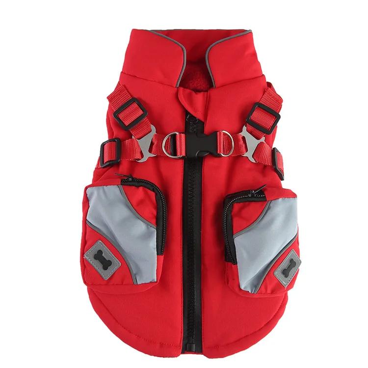 Winter Pet Chest and Back Universal Cotton-padded Dog Clothes Reflective Winter Pet Cotton-padded Clothes Traction Zipper