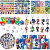 110pcs Cartoon Party Favors, Cartoon Birthday Party Favors Set- Gift Bags Key Chains Stickers Slap Bands Seals Etc Cartoon Party Supplies