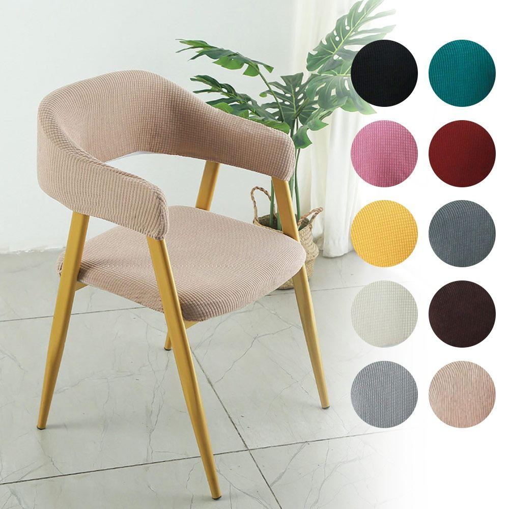 Stretch Fabric Armchair Slipcover Open Back Style Dining Chair Cover Cafe Furniture