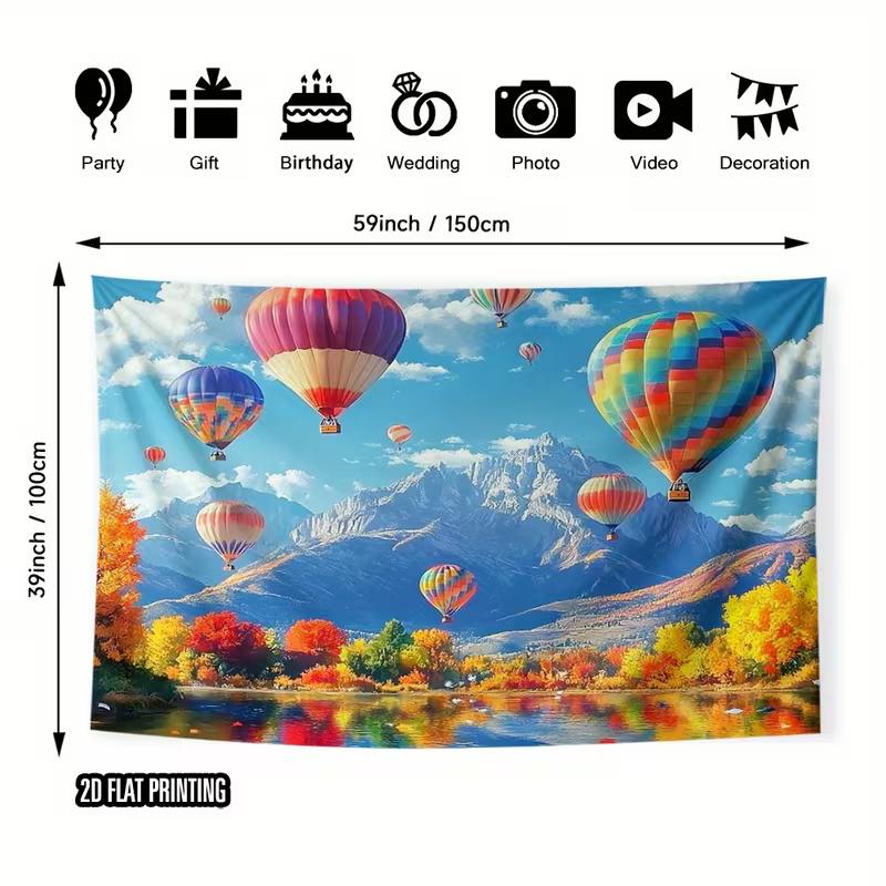 2D Colorful Balloon Backdrop Mountain Lake Photography Background