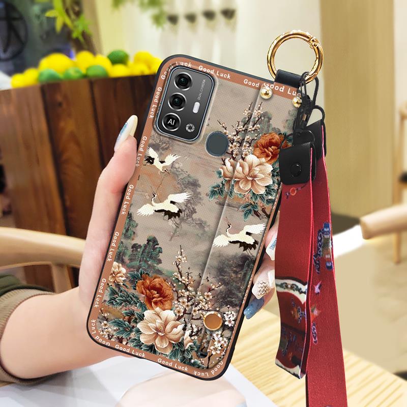 Shockproof Protective Phone Case For ZTE Blade A53 Pro Anti-dust For Mom Wrist Strap Waterproof Back Cover Elderly Lady