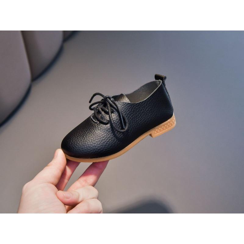 Spring New Low-Top Mary Jane Shoes for Kids, New British Style Lace-Up Flats, Student Black Leather Shoes