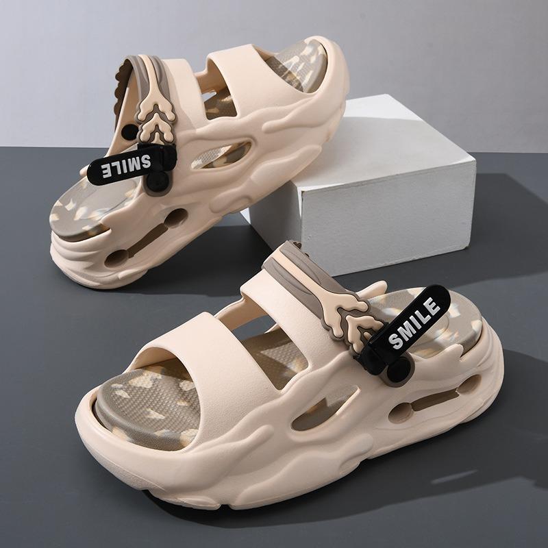 

Мужские перфорированные туфли летние на толстой подошве для улицы крутые шлепанцы пляжная сумка голова нескользящие дезодорирующие повседневные шлепанцы женские 44-45 хаки