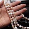 1String, Artificial Pearl Beads 9-10mm, Fashion Handmade Two-sided Light Straight Hole Beads for Jewelry Making DIY Necklace Bracelet Accessories 18cm