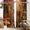 2pcs, 2D FLAT PRINTING Curtains (Without Rod) Forest Fawns Christmas Holiday Curtains with Digital Printing Polyester Curtains
