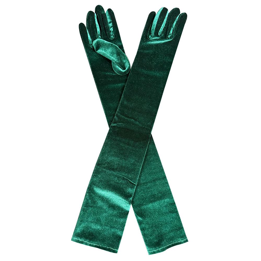 Damen Samt Abendhandschuhe - Extra lang, Warmes Fleece, Retro Cheongsam Stil für Herbst/Winter