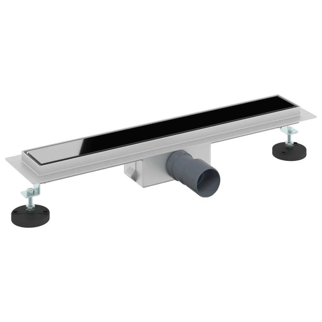 Shower Drain with Glass Cover Black 50 cm Stainless Steel 304