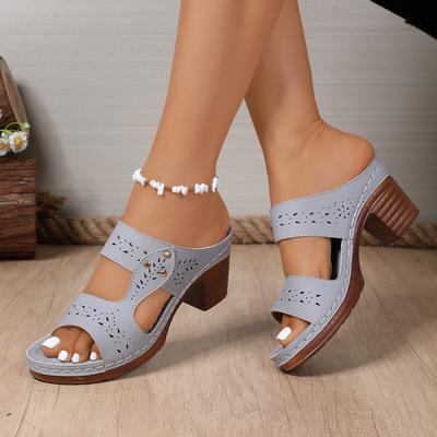 Large Size Thick High-heeled Slippers Summer New European and American High-heeled Slippers Comfortable and Breathable