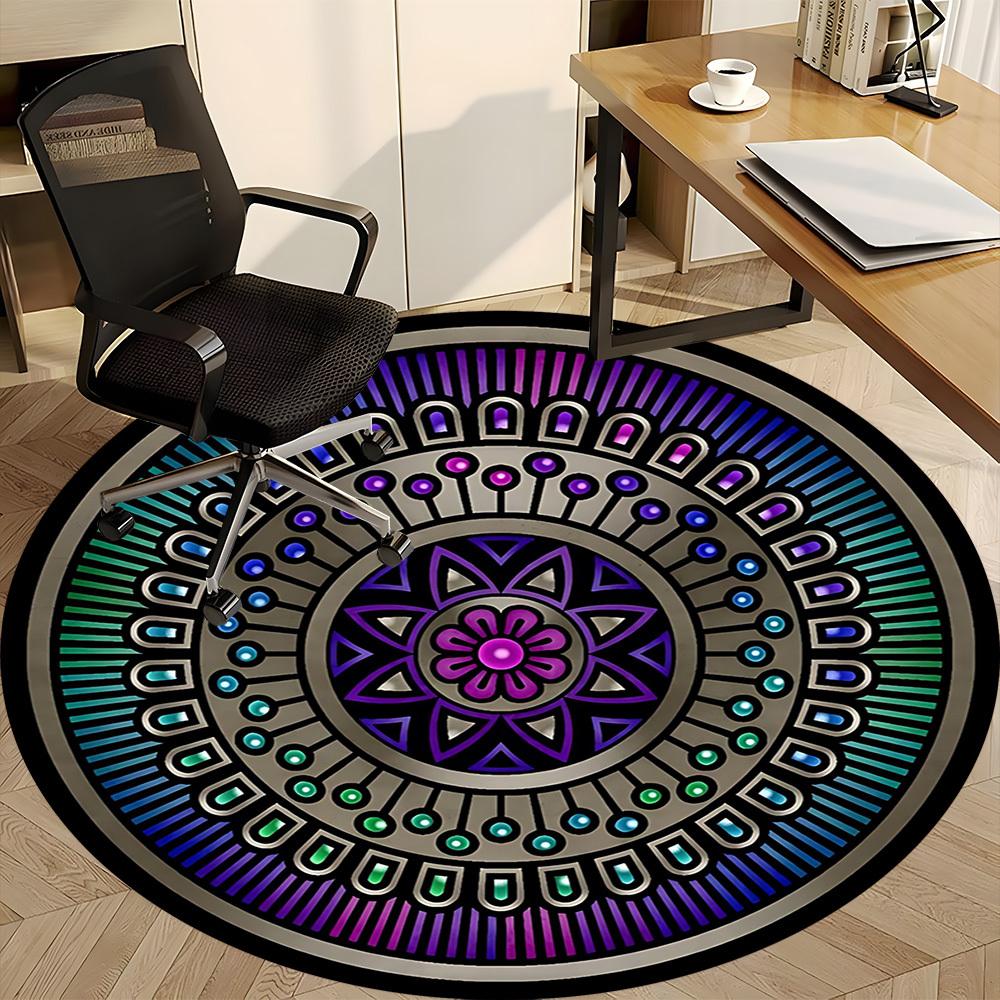 1pc Mandala Design Office Round Area Rug, Under Office Chairs Bedroom Living Room Home Decor, Room Deco, Available in Various Sizes