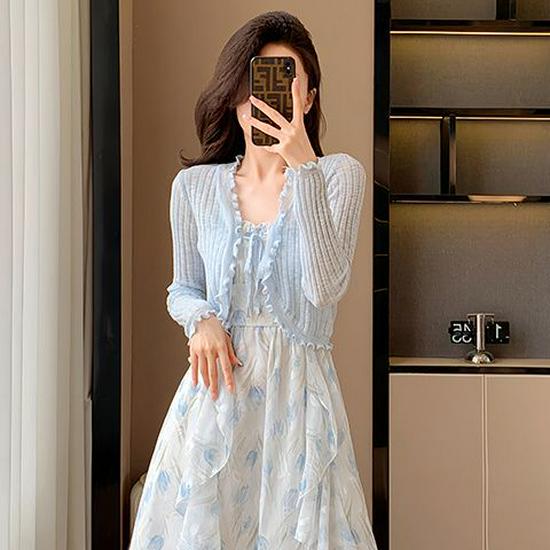 

Floral Print Skirt Set with Camisole Dress – Versatile Summer Sun Protection for Women S (80-95 lbs)