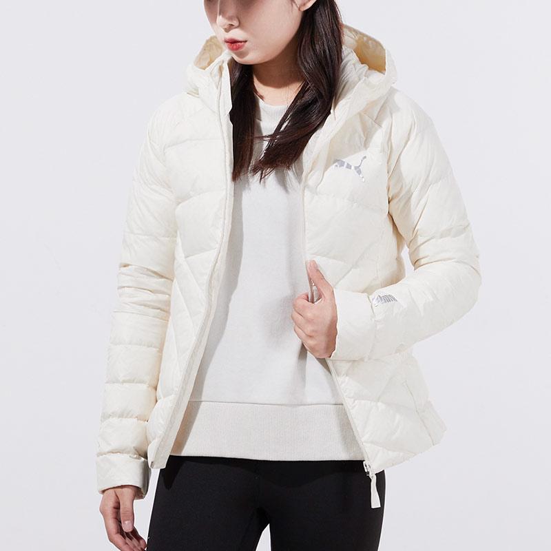 Puma Logo Print Warm Comfortable Breathable Down Jacket Women outerwear Ivory 846298-73