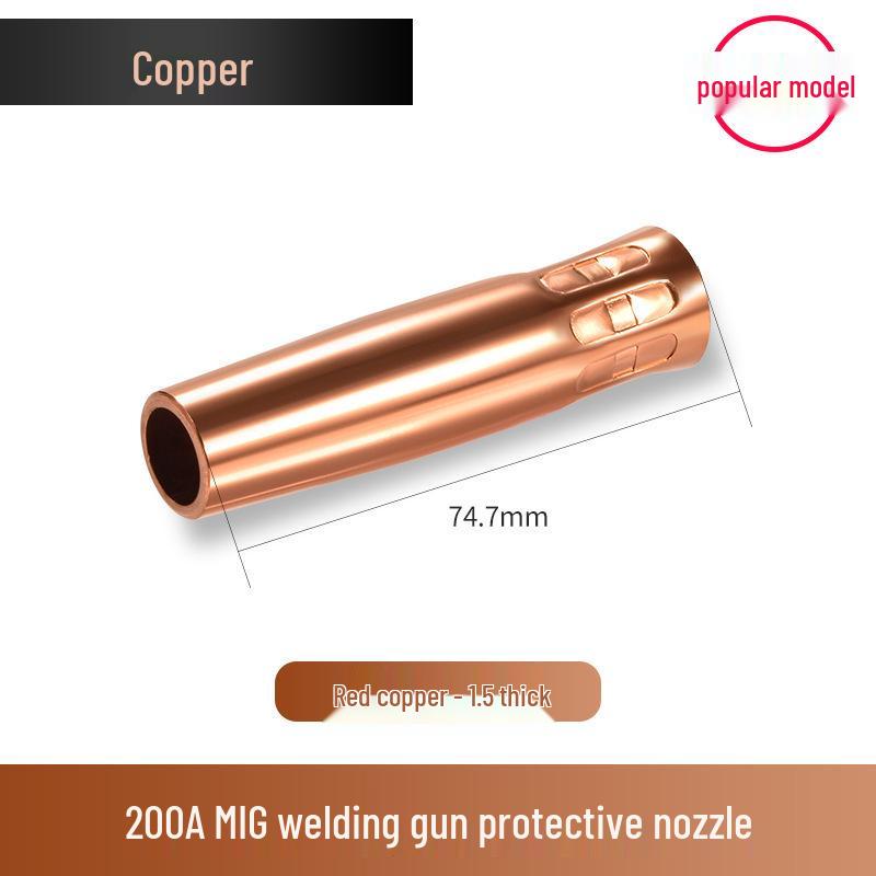 MIG Welding Protective Nozzle & Sleeve Set: 200A-500A Thickened Purple Copper for Gas Shielded Welding