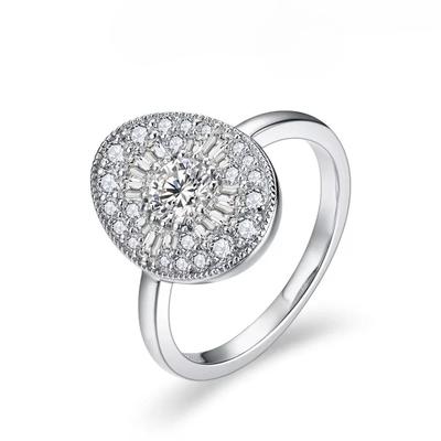 Round Shape All Moissanite Diamond Rings for Women Man Silver White Gold Plated Twilight Engagement Jewelry