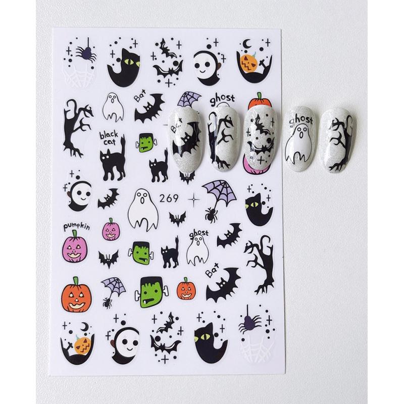 1Pc Halloween Nail Stickerscute Halloween Ghost Pumpkin Skull Black Cat Nail Stickersdiy Party Prom Nail Decoration Stickers