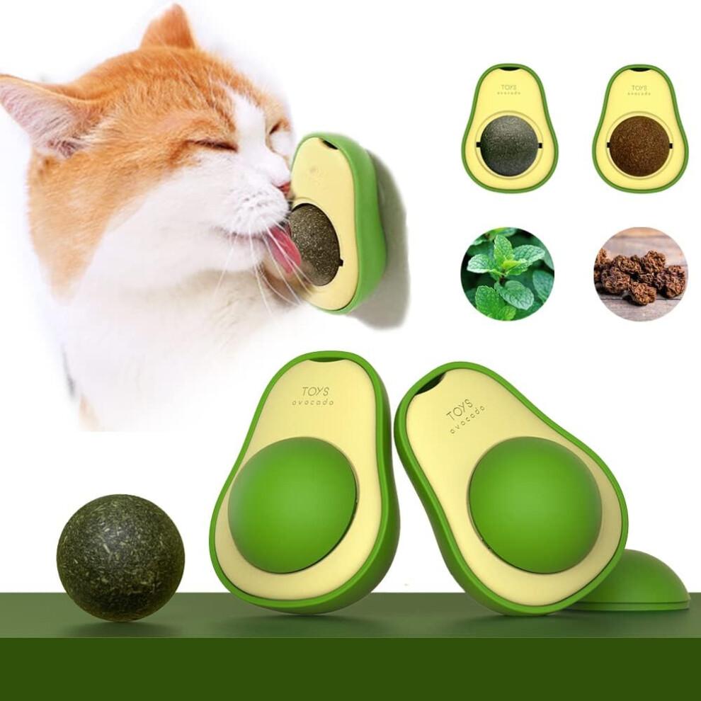 Avocado Catnip Wall Ball Cat Toys Catnip,Snack Healthy Rotatable Treats Toys Kitten Playing Toy,Edible Cat Mint Licking Ball(Catnip & Gall Fruit)