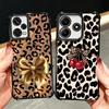 Leopard Print Bow Trend Soft Phone Case For Xiaomi Redmi Note 14 15 Pro Plus 13 12 11S 11T 5G 10 9S 9 Plating Anti-Fall Fundas