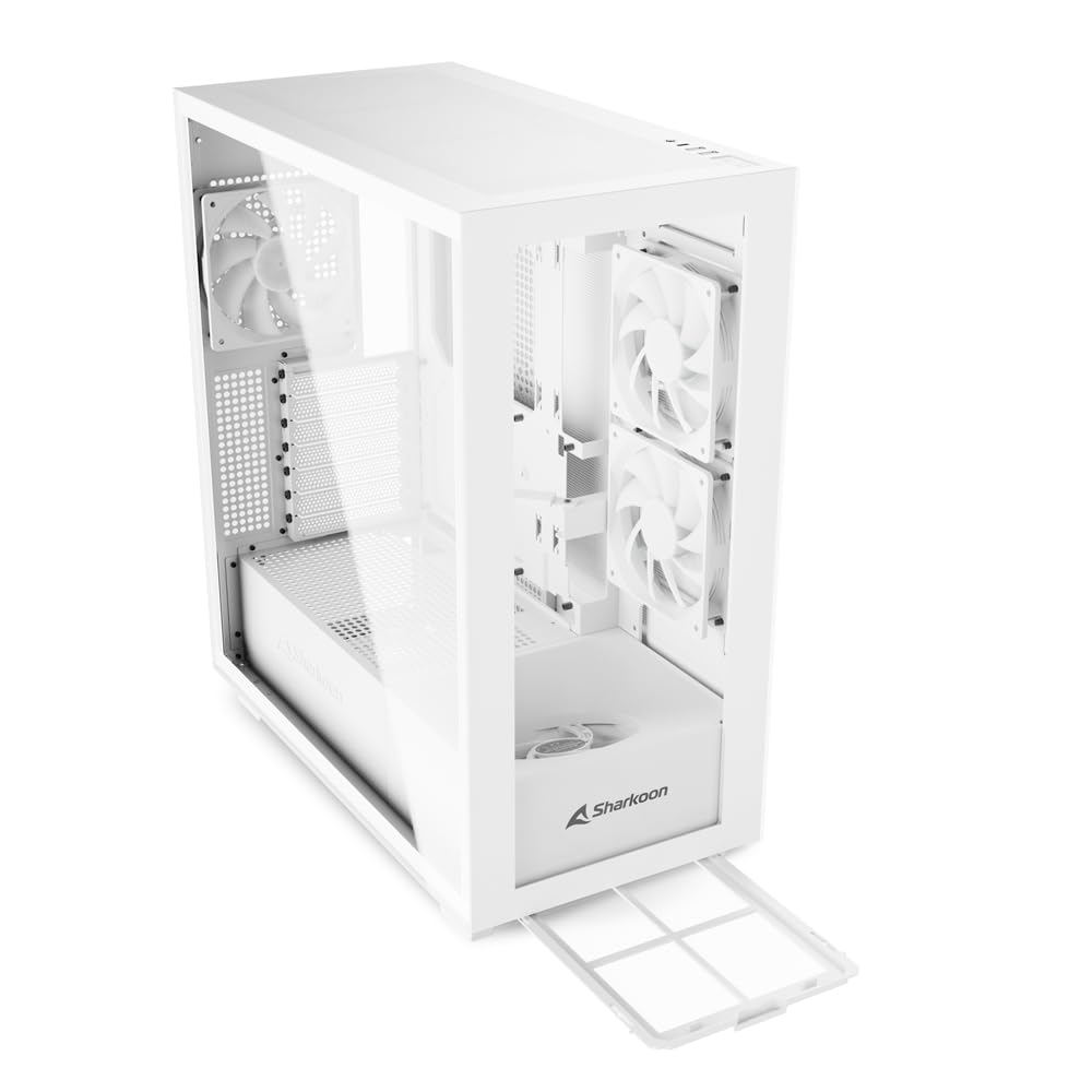 Sharkoon Mid Tower PC Case REBEL C60 RGB White Compatible with Standards Equipped with 4 ARGB Fans Glass REBEL C60 RGB WT Japanese Authorized