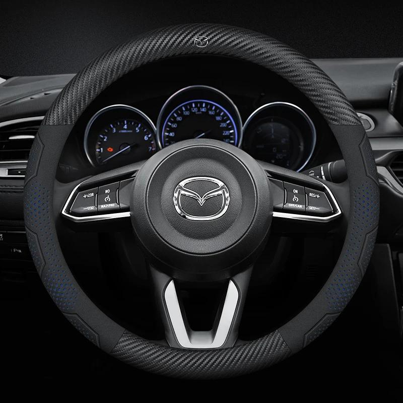 2025 Horký potah volantu z karbonových vláken a semiše pro Mazda 3 5 6 SKYACTIV Axela Atenza CX30 CX5 CX8 CX9 MX5 RX8 RX7 BT50 Acc