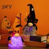 Holiday Party Supplies Halloween Light Up Gnome Decoration, Spooky Orange Black Swedish Tomte Elf Figurine, Room Decor Cute Plush Glowing Dwarf