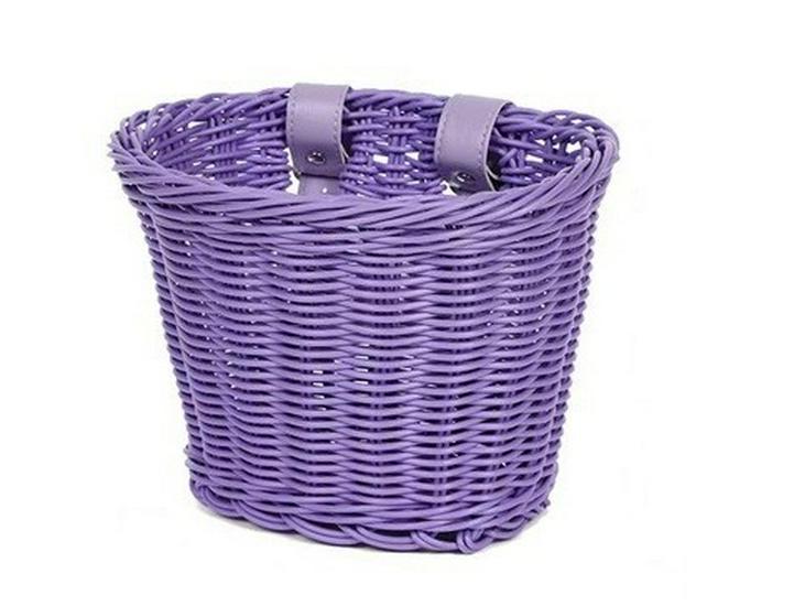 Hand-Woven Rattan-Style Detachable Bicycle Storage Basket for Children's Scooters - Small, Lidless
