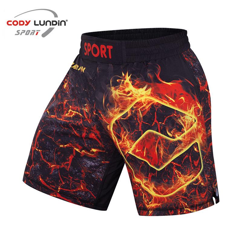 Men's Digital Print Fight Training Shorts for Gym, Jiu-Jitsu, and Sanda