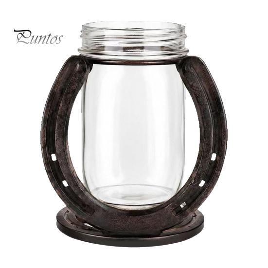 Glasvase für Blumen, Hufeisenförmige Blumenvase, Rustikaler Metallrahmen mit minimalistischem Topf, Klares Glasgefäß, Westliches Bauernhaus Schreibtisch Blumengesteck A black