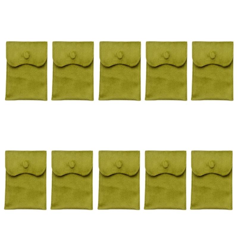 Soft Velvety Jewelry Storage Pouches, 10 Separate Snap-Button Bags for Sorting, Travel Carrying, and Gift Presentation