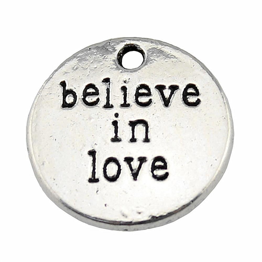 

10шт Вера в любовь Обереги Чары Античное серебро Цвет Цинковый сплав 20 мм