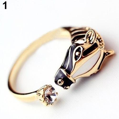 

Cute Female Horse Open Gold Color Wedding Animal Rings Promise Adjustable Engagement Jewelry For Women resizable золотой