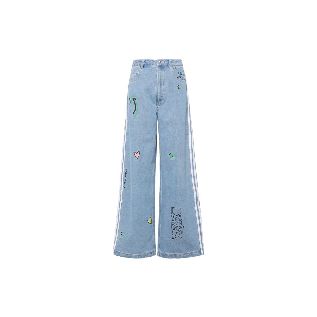 Adidas Originals Denim Track Pants With Stripes Women Bottoms Blue FL4153