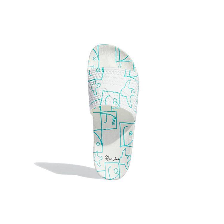 Mark Gonzales X Adidas Shmoofoil Slide Allover Print Unisex Sneakers White Cloud-White Semi-Mint-Rush-Melon GW3161