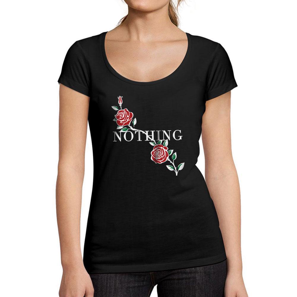ULTRABASIC - Femme Graphique Nothing Imprime des Roses Noir des Lettres Tee