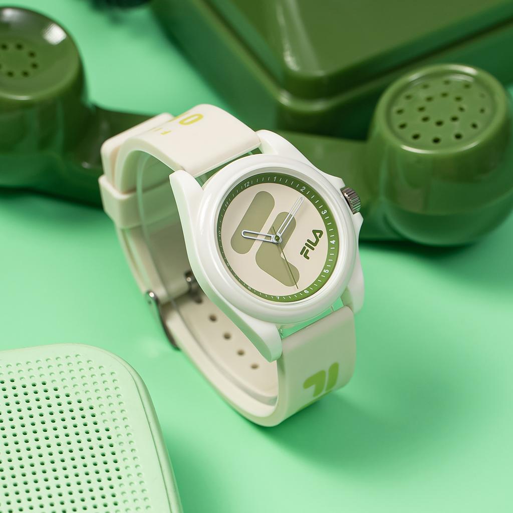 FILA Dream Castle Series Monet Green Watch Quartz Movement Silicone Strap Beige Dial Unisex Sports Jelly Watch Unisex watches 46FLM38-6568-003F