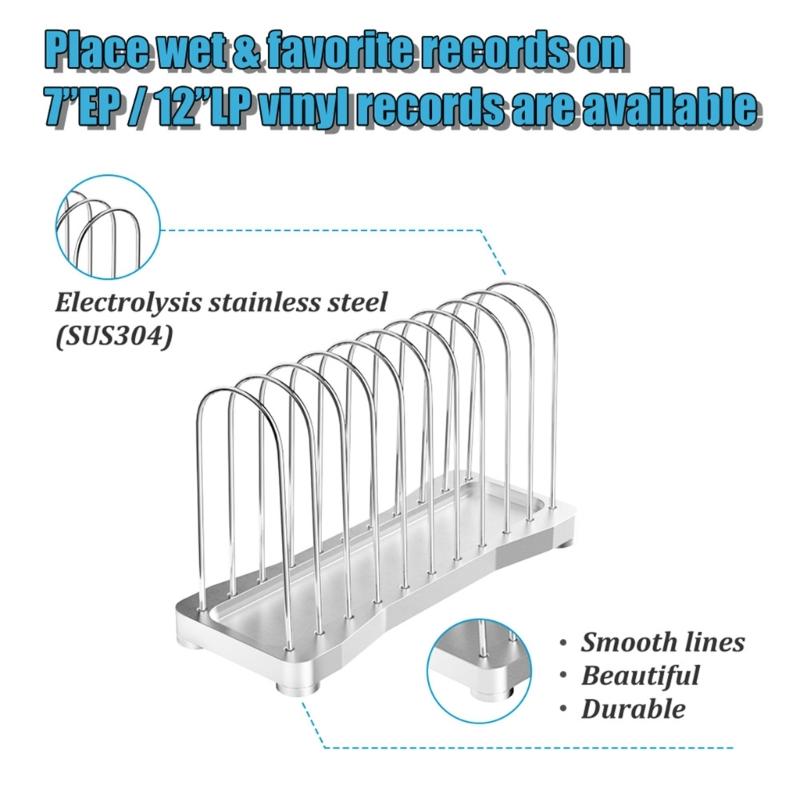 Modern Metal Vinyls Record Shelf Storage Rack 10Slot For Albums Books CDs Durability Rustproof Construction Smooth Surfaces