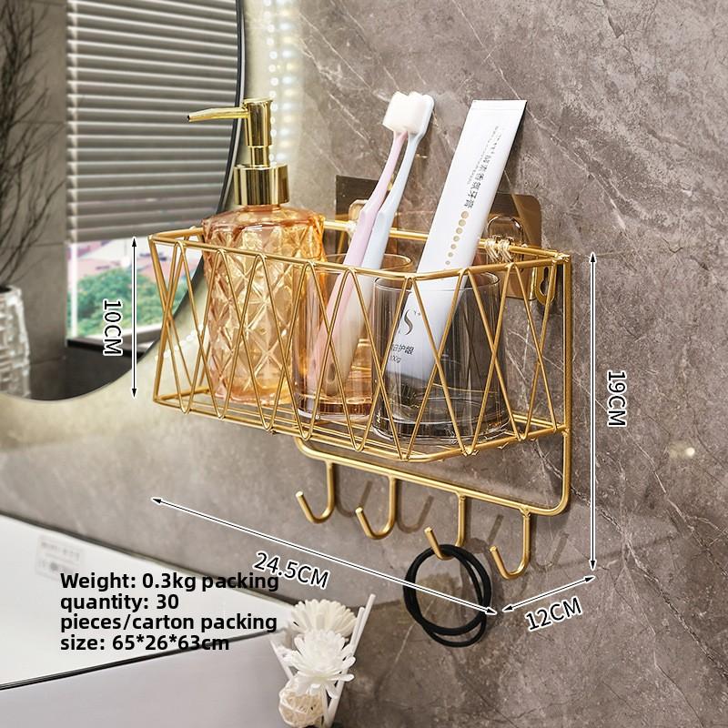 

Ванная комната, Туалет, Полка, Без сверления, Настенное хранение в туалете, Косметика, Средства по уходу за кожей, Мочалка для тела, Кованая железная вешалка. S