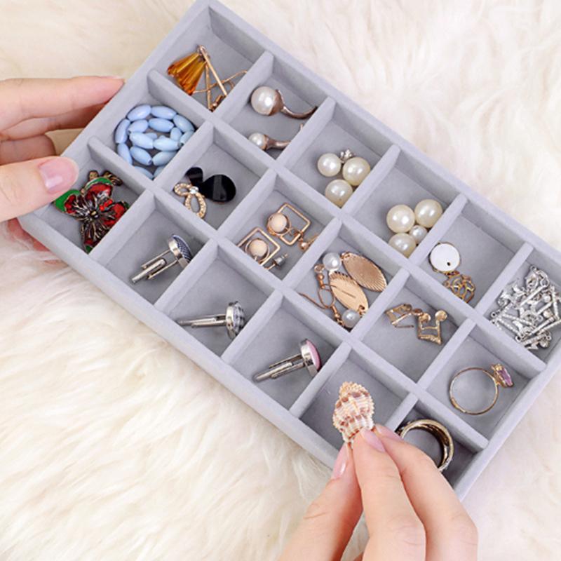 Samt Schmuck Lagerung Tablett Ring Halskette Display Box Unterstützung