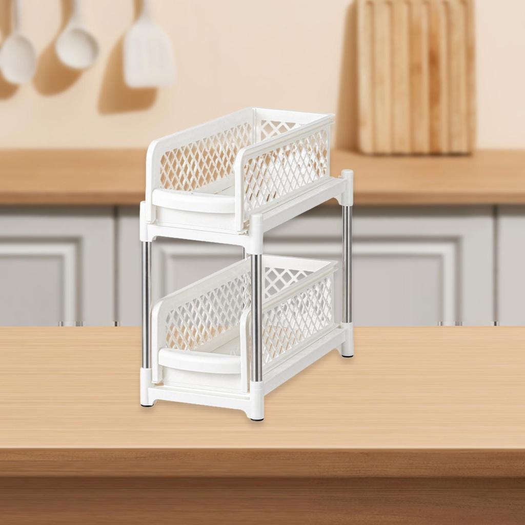 under Sink Organiser Sliding Kitchen Cabinet Organizer Sturdy Stainless Steel Bathroom 2 Tier Pull Out Cabinet Organizer