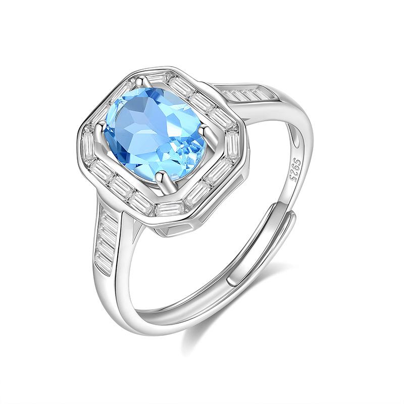 

New Arrival S925 Sterling Silver Ring 68mm Oval Natural Stone Luxury Inlaid Light Luxury Crystal Women Fine Jewelry live