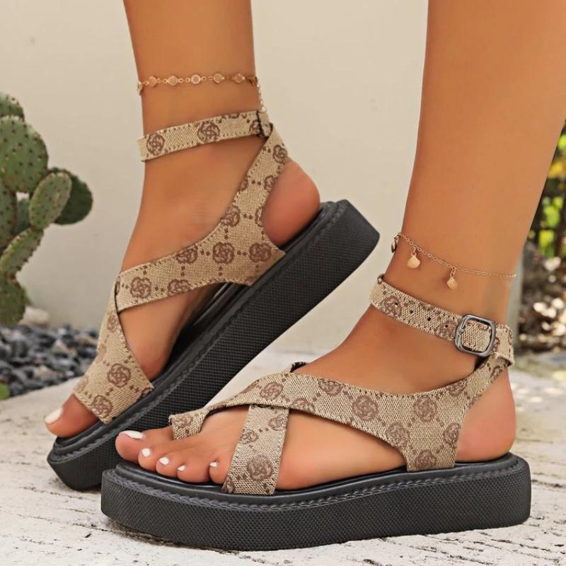 New Summer Women Sandals Color Flat Casual Lace Up Bow Shoes for Ladies  Fashion 2024 Outdoor Leopard Beach Mujer