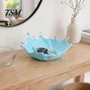 Small Trinket Holder 3D Printed Jewelry Tray for Rings Earrings Bracelets, Ocean Splash Coastal Style Organizer Dish, Decorative Desktop Home