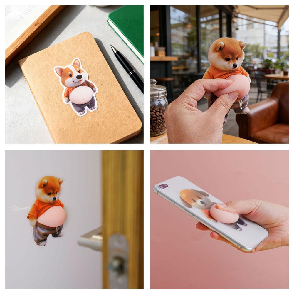 Big Belly Puppy Man Corgi Super Soft Silicone Car Anti Collision Sticker Home Beautiful Anti Collision Sticker Twist Music