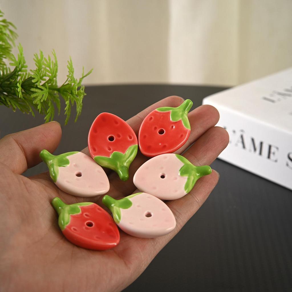 Strawberry Slice Ceramic Incense Holder - Cute Girly Desktop Ornament