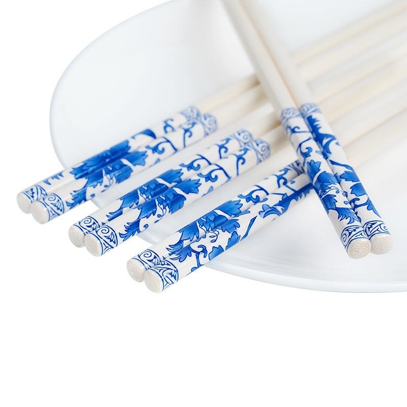 50 Pairs of Disposable Chopsticks Independent Packaging Chinese Blue Creative Gifts Bamboo Chopsticks Sushi Restaurant Supplies