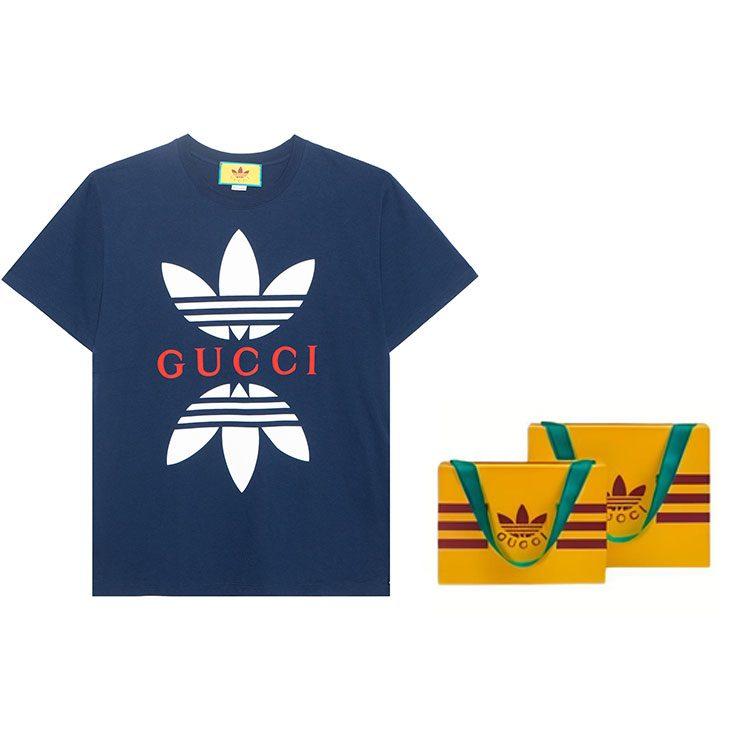 Adidas X GUCCI Pánské bavlněné tričko Modré 548334-XJEMJ-4622