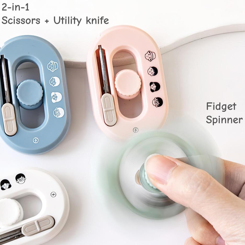 1pcs Funny mini Fold Scissor Portable Size Fidget Spinner Safe Cutter Utility Knife Cutter for Paper Diary Office School