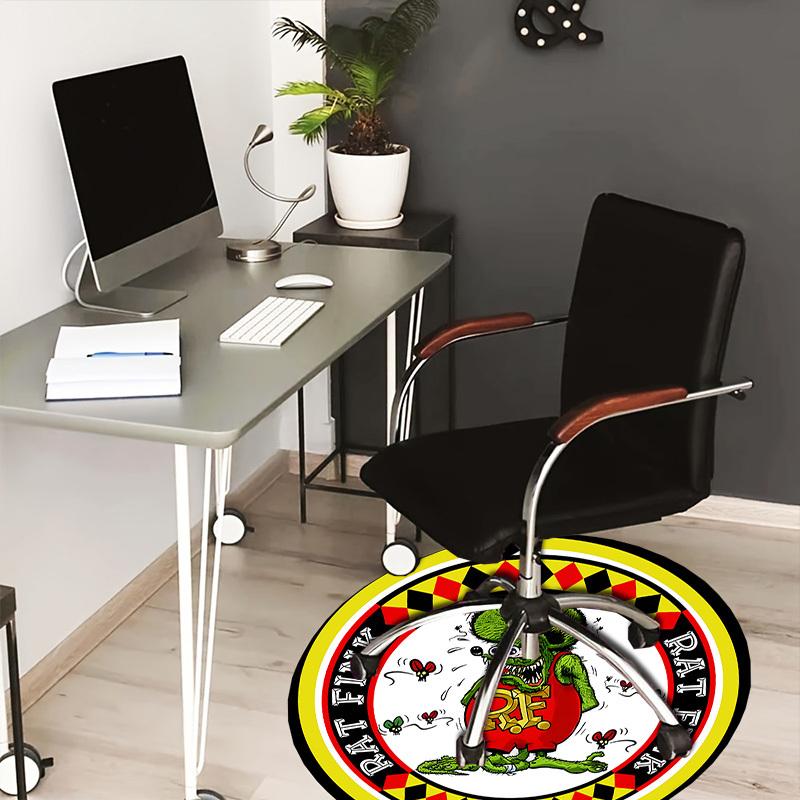 

1pc Rat Fink Logo Round carpet, Made of Polyester,Perfect for Decorating Office Chairs, Living Rooms 80cm
