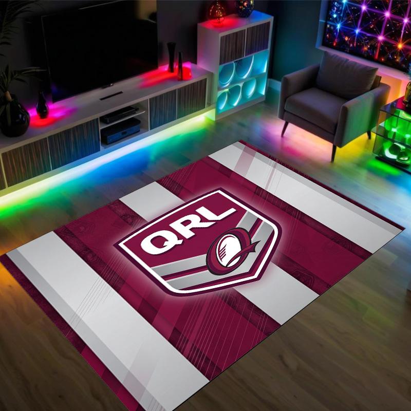 Queensland Maroons Design Crystal Velvet Carpet Cozy Non?Slip Printed Rug For Bedroom Living Room Entrance