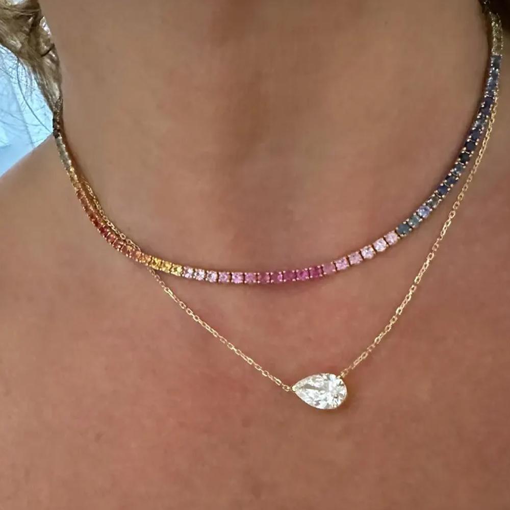 1/3carat Waterdrop Solitaire Moissanite Pendant Necklace with 925 Silver Pear Cut Diamond Neckchain Woman