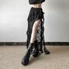 Fringed Skirt, Irregular Hem, Multi-layer Ruffled Lace Patchwork Bottoms
